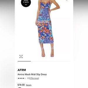 AFRM Amina mesh midi slip dress (floral print dress)